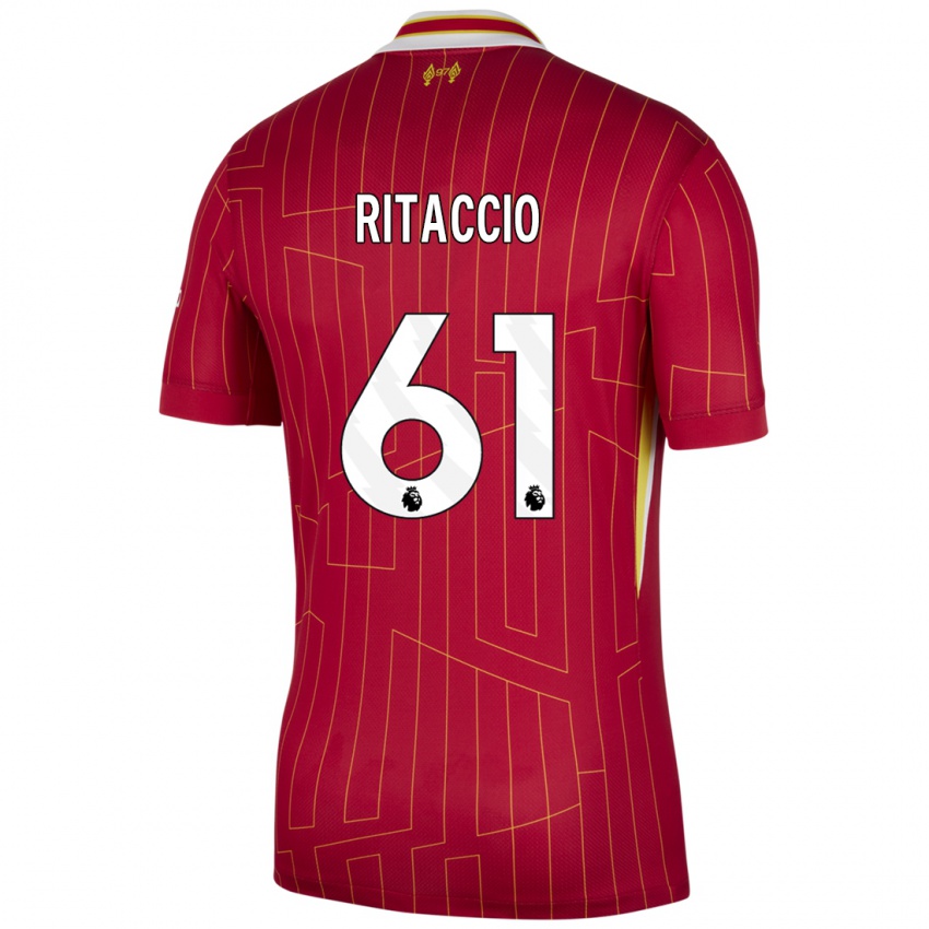 Niño Camiseta Matteo Ritaccio #61 Rojo Amarillo Blanco 1ª Equipación 2024/25 La Camisa México