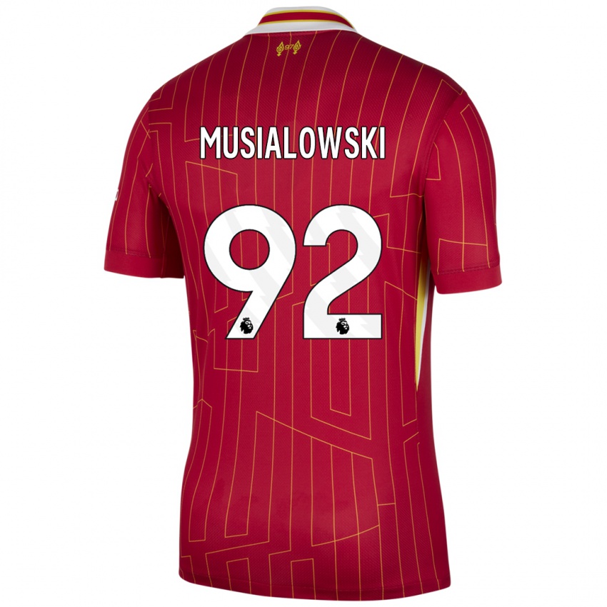 Niño Camiseta Mateusz Musialowski #92 Rojo Amarillo Blanco 1ª Equipación 2024/25 La Camisa México