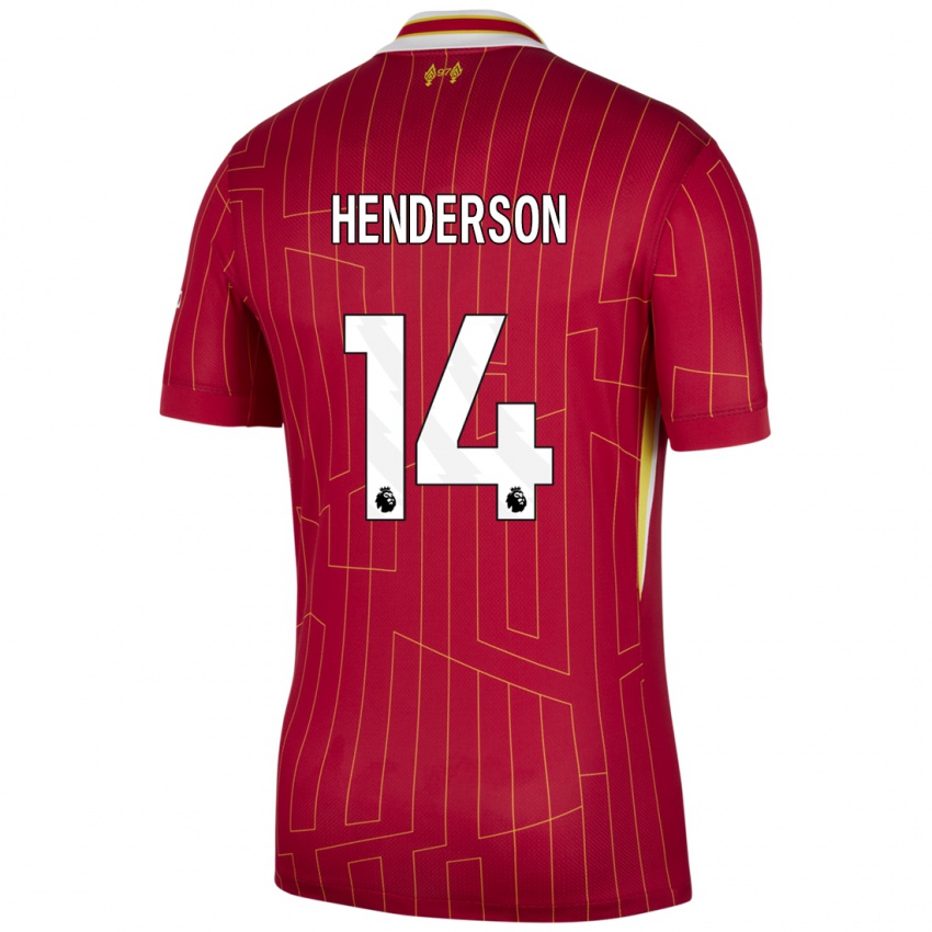 Niño Camiseta Henderson #14 Rojo Amarillo Blanco 1ª Equipación 2024/25 La Camisa México