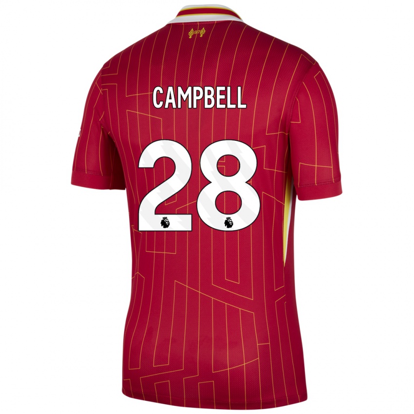 Niño Camiseta Megan Campbell #28 Rojo Amarillo Blanco 1ª Equipación 2024/25 La Camisa México