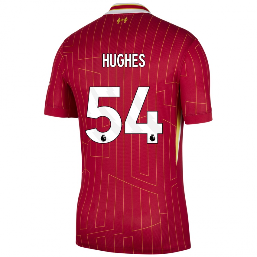 Niño Camiseta Liam Hughes #54 Rojo Amarillo Blanco 1ª Equipación 2024/25 La Camisa México