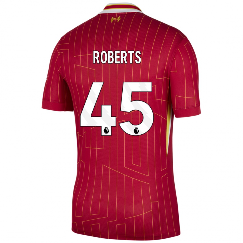 Niño Camiseta Iwan Roberts #45 Rojo Amarillo Blanco 1ª Equipación 2024/25 La Camisa México