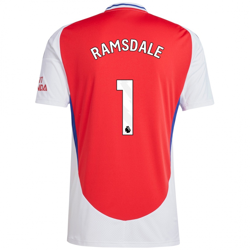 Niño Camiseta Aaron Ramsdale #1 Rojo Blanco 1ª Equipación 2024/25 La Camisa México