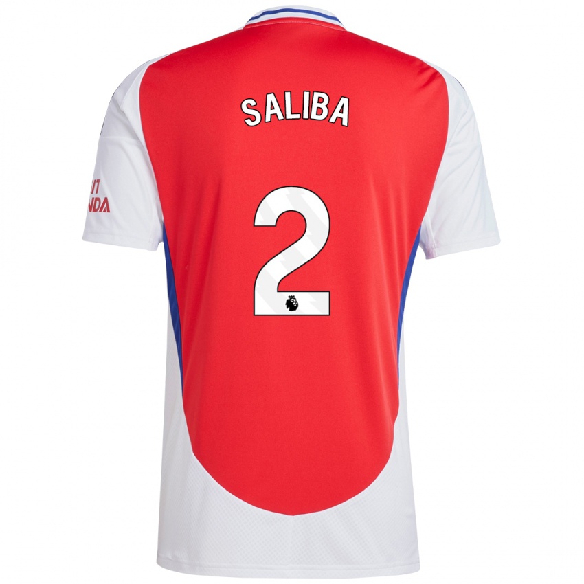 Niño Camiseta William Saliba #2 Rojo Blanco 1ª Equipación 2024/25 La Camisa México