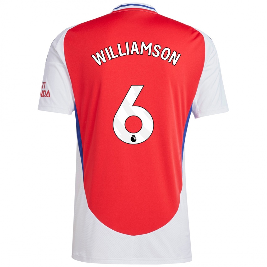 Niño Camiseta Leah Williamson #6 Rojo Blanco 1ª Equipación 2024/25 La Camisa México