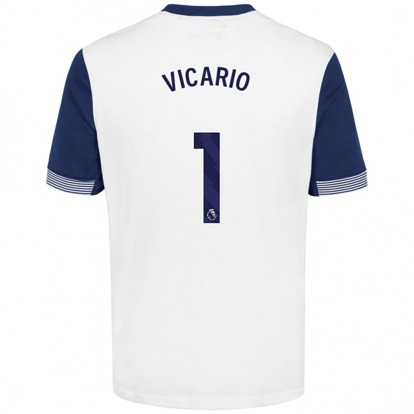 Niño Camiseta Guglielmo Vicario #1 Blanco Azul 1ª Equipación 2024/25 La Camisa México