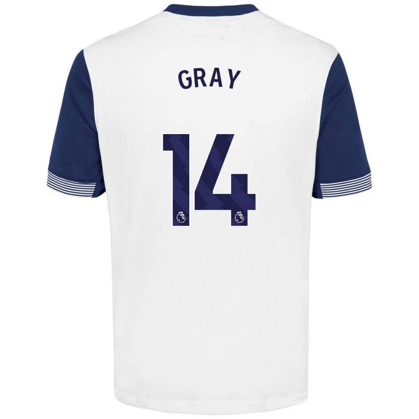 Niño Camiseta Archie Gray #14 Blanco Azul 1ª Equipación 2024/25 La Camisa México