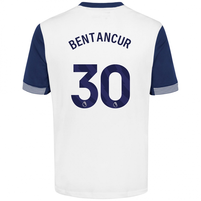 Niño Camiseta Rodrigo Bentancur #30 Blanco Azul 1ª Equipación 2024/25 La Camisa México