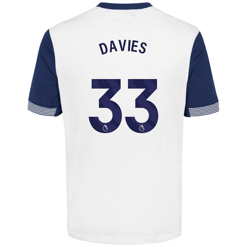 Niño Camiseta Ben Davies #33 Blanco Azul 1ª Equipación 2024/25 La Camisa México