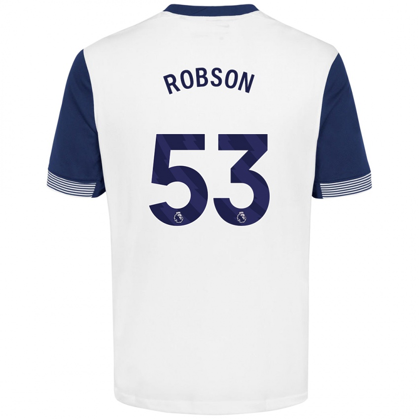 Niño Camiseta Max Robson #53 Blanco Azul 1ª Equipación 2024/25 La Camisa México