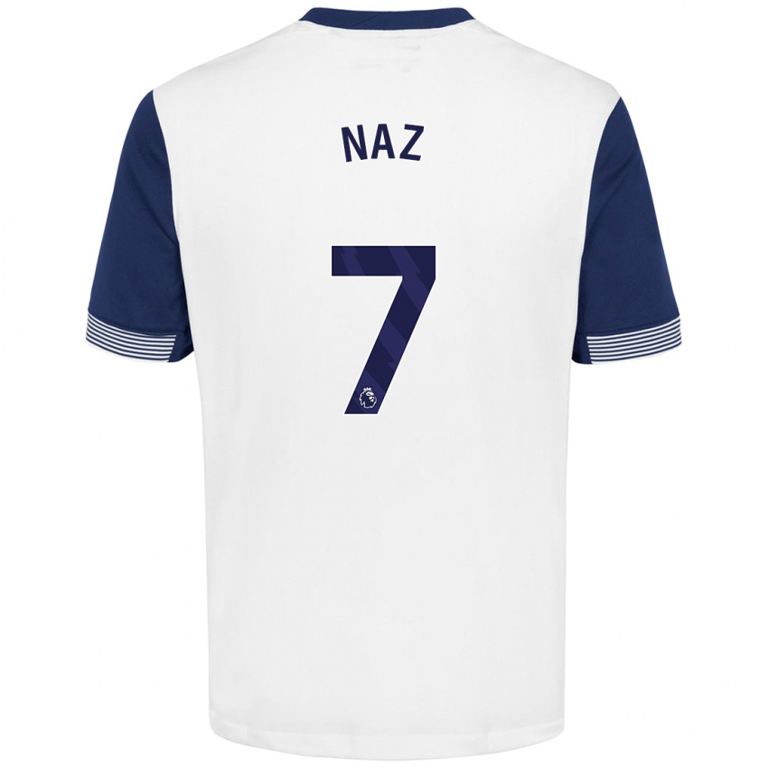 Niño Camiseta Jessica Naz #7 Blanco Azul 1ª Equipación 2024/25 La Camisa México