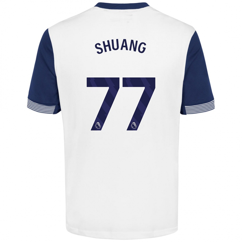 Niño Camiseta Wang Shuang #77 Blanco Azul 1ª Equipación 2024/25 La Camisa México