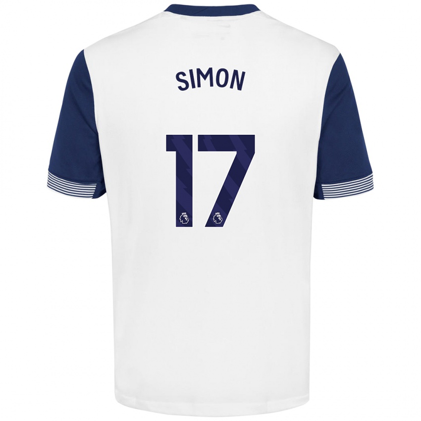 Niño Camiseta Kyah Simon #17 Blanco Azul 1ª Equipación 2024/25 La Camisa México