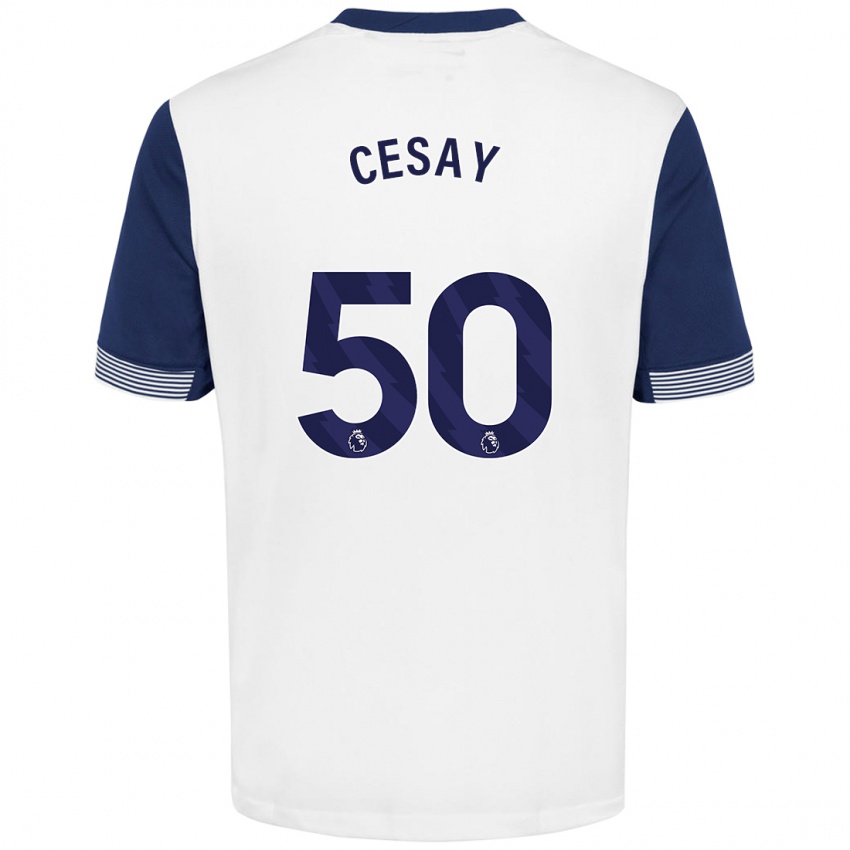 Niño Camiseta Kallum Cesay #50 Blanco Azul 1ª Equipación 2024/25 La Camisa México