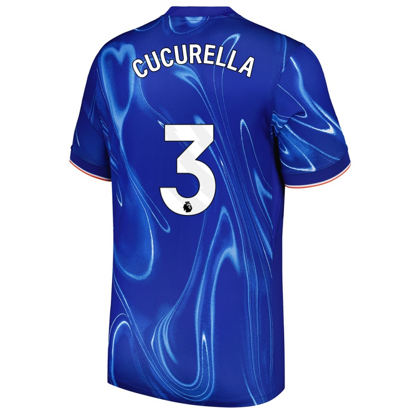 Niño Camiseta Marc Cucurella #3 Azul Blanco 1ª Equipación 2024/25 La Camisa México