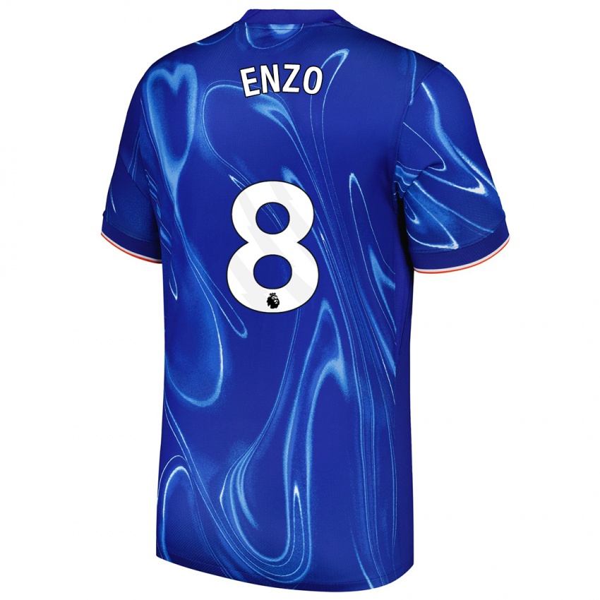 Niño Camiseta Enzo Fernández #8 Azul Blanco 1ª Equipación 2024/25 La Camisa México