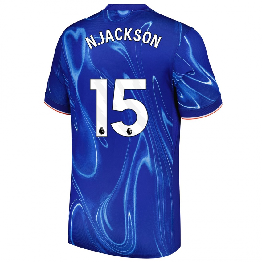 Niño Camiseta Nicolas Jackson #15 Azul Blanco 1ª Equipación 2024/25 La Camisa México