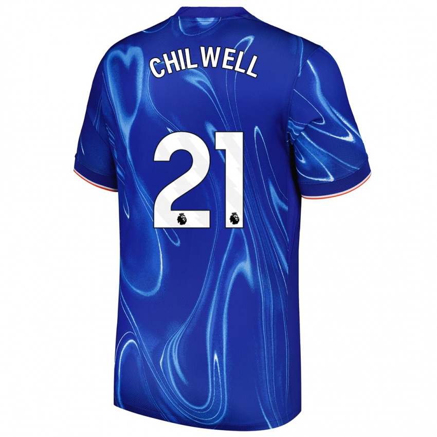 Niño Camiseta Ben Chilwell #21 Azul Blanco 1ª Equipación 2024/25 La Camisa México