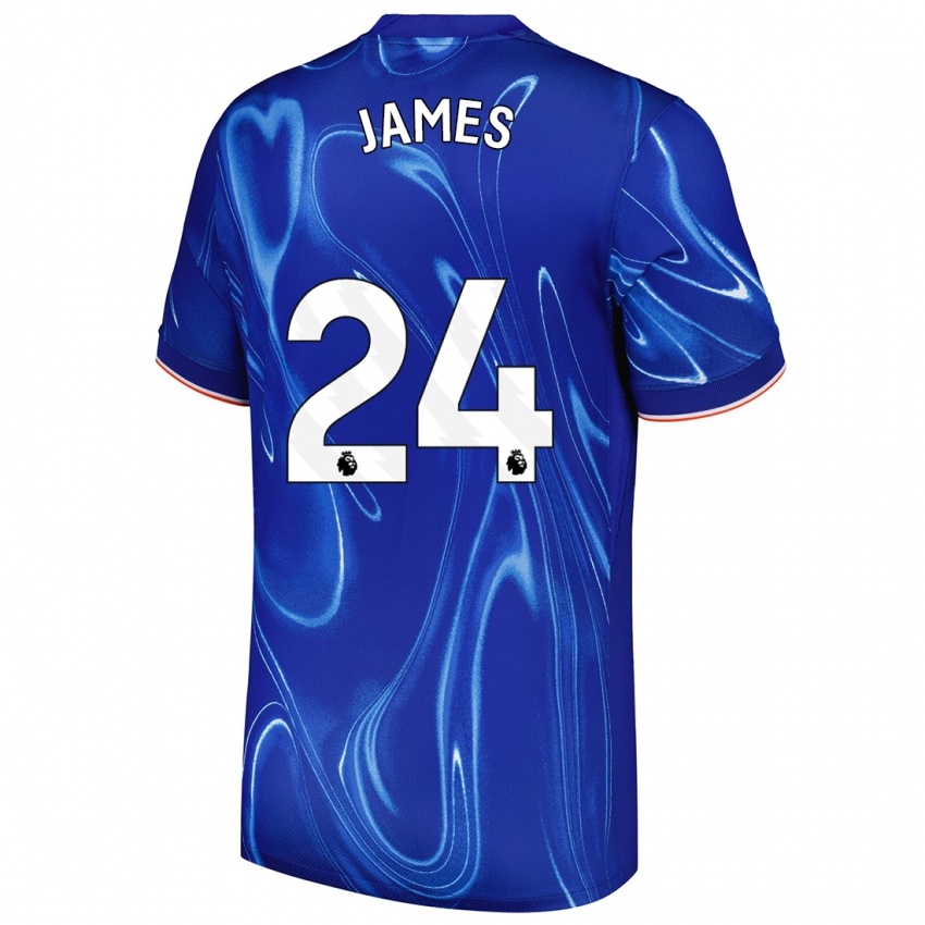 Niño Camiseta Reece James #24 Azul Blanco 1ª Equipación 2024/25 La Camisa México