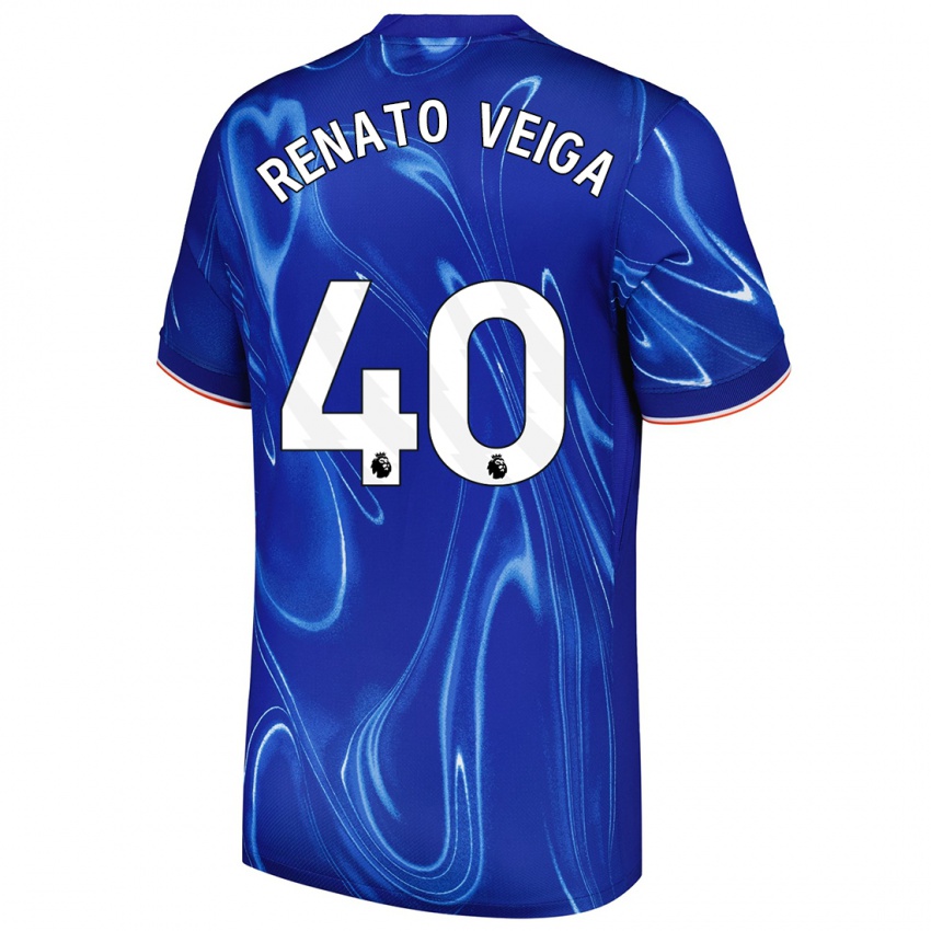 Niño Camiseta Renato Veiga #40 Azul Blanco 1ª Equipación 2024/25 La Camisa México