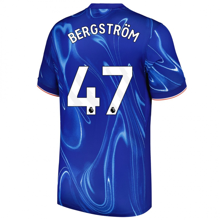 Niño Camiseta Lucas Bergström #47 Azul Blanco 1ª Equipación 2024/25 La Camisa México