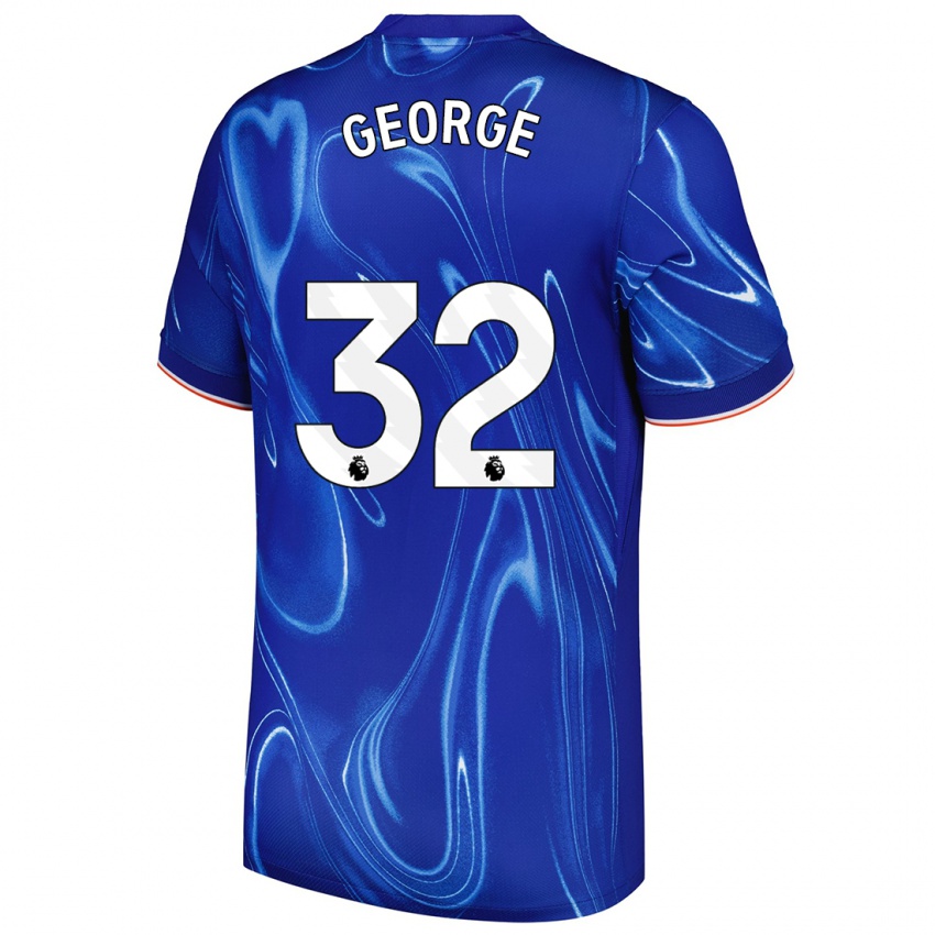 Niño Camiseta Tyrique George #32 Azul Blanco 1ª Equipación 2024/25 La Camisa México