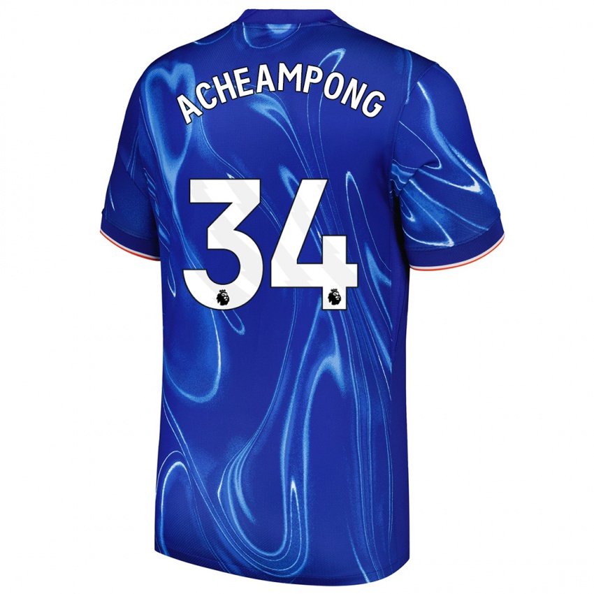 Niño Camiseta Josh Acheampong #34 Azul Blanco 1ª Equipación 2024/25 La Camisa México