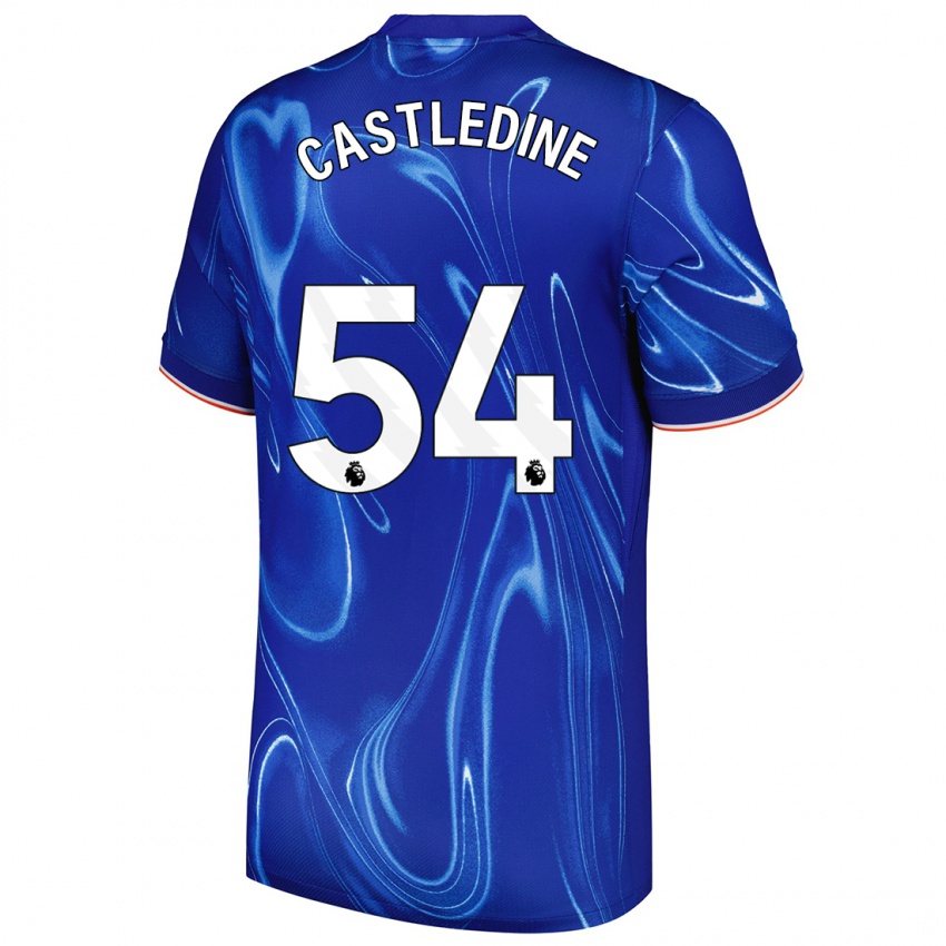 Niño Camiseta Leo Castledine #54 Azul Blanco 1ª Equipación 2024/25 La Camisa México