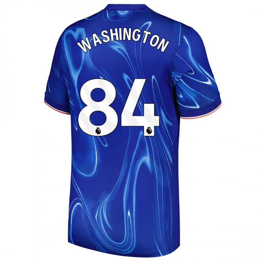 Niño Camiseta Marcell Washington #84 Azul Blanco 1ª Equipación 2024/25 La Camisa México