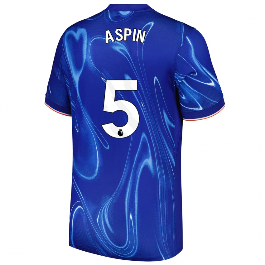 Niño Camiseta Brooke Aspin #5 Azul Blanco 1ª Equipación 2024/25 La Camisa México