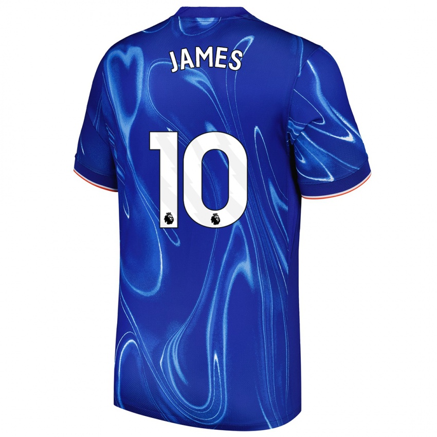 Niño Camiseta Lauren James #10 Azul Blanco 1ª Equipación 2024/25 La Camisa México