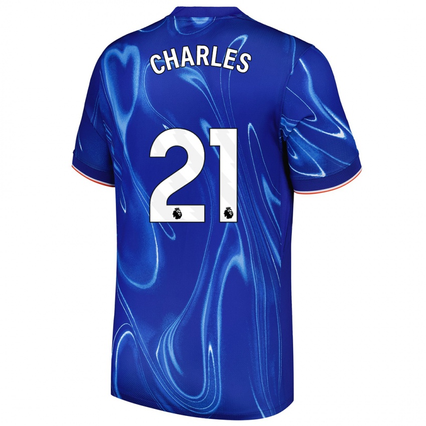 Niño Camiseta Niamh Charles #21 Azul Blanco 1ª Equipación 2024/25 La Camisa México