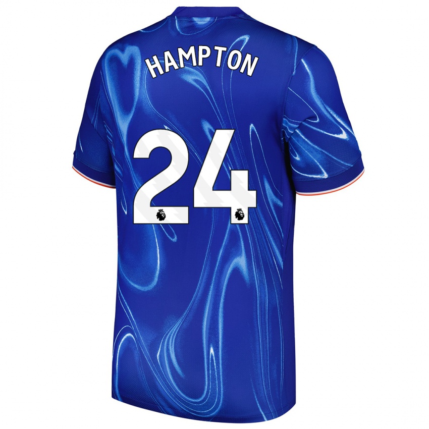 Niño Camiseta Hannah Hampton #24 Azul Blanco 1ª Equipación 2024/25 La Camisa México