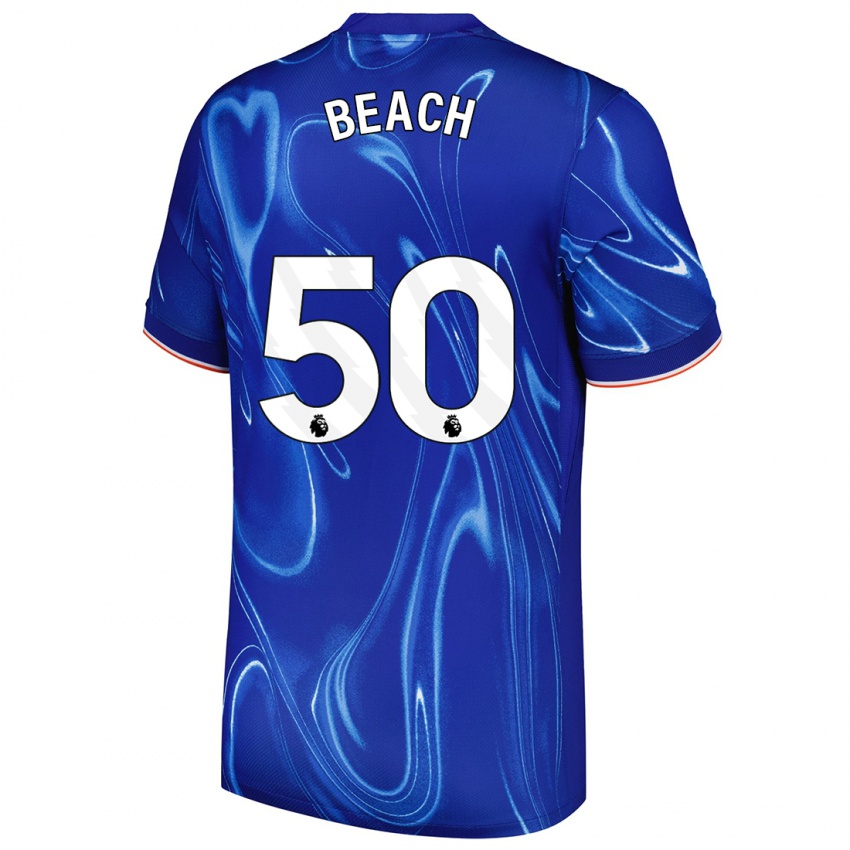 Niño Camiseta Eddie Beach #50 Azul Blanco 1ª Equipación 2024/25 La Camisa México