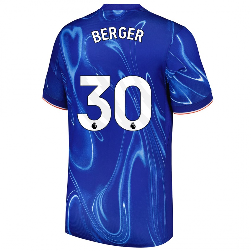 Niño Camiseta Ann-Katrin Berger #30 Azul Blanco 1ª Equipación 2024/25 La Camisa México