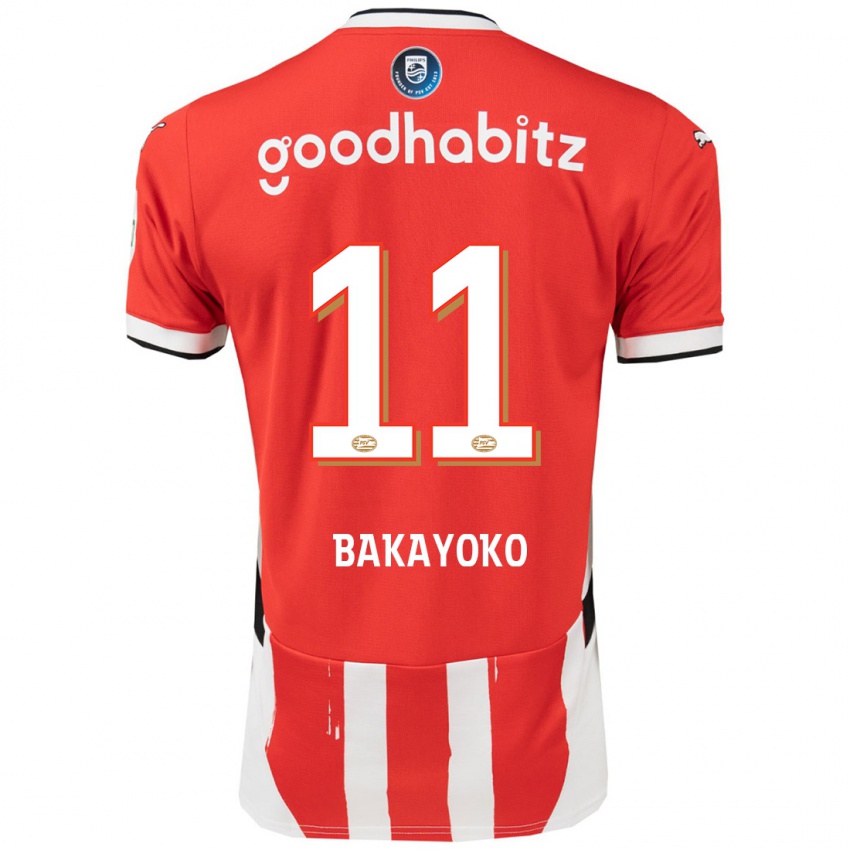 Niño Camiseta Johan Bakayoko #11 Rojo Blanco 1ª Equipación 2024/25 La Camisa México