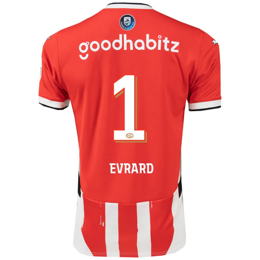 Niño Camiseta Nicky Evrard #1 Rojo Blanco 1ª Equipación 2024/25 La Camisa México