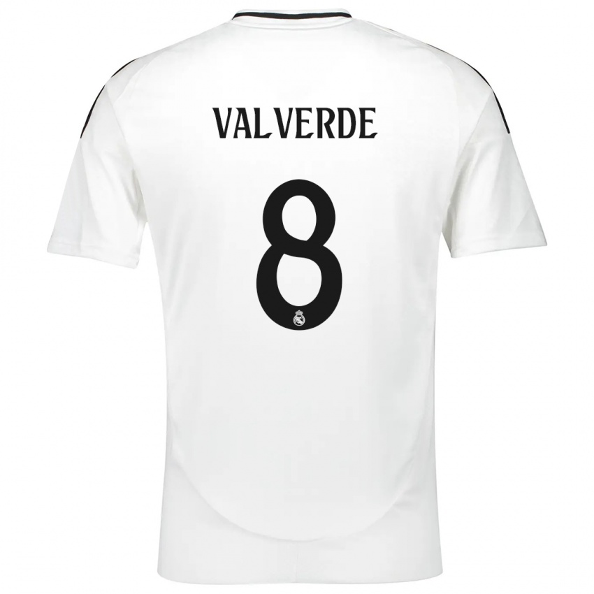 Niño Camiseta Federico Valverde #8 Blanco 1ª Equipación 2024/25 La Camisa México