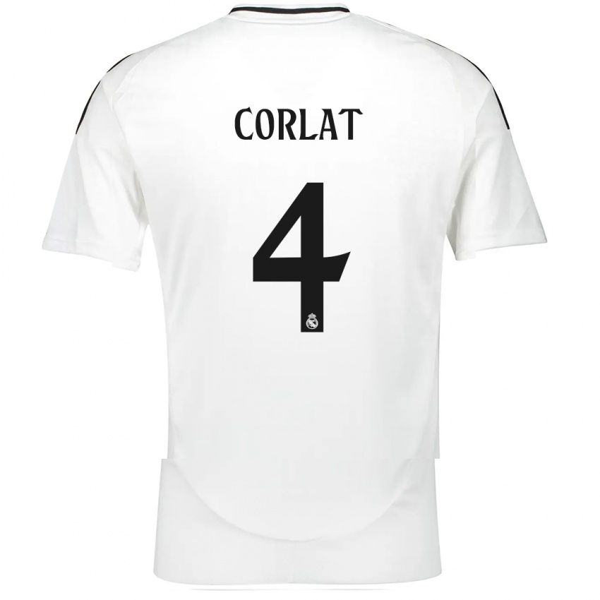 Niño Camiseta Edu Corlat #4 Blanco 1ª Equipación 2024/25 La Camisa México