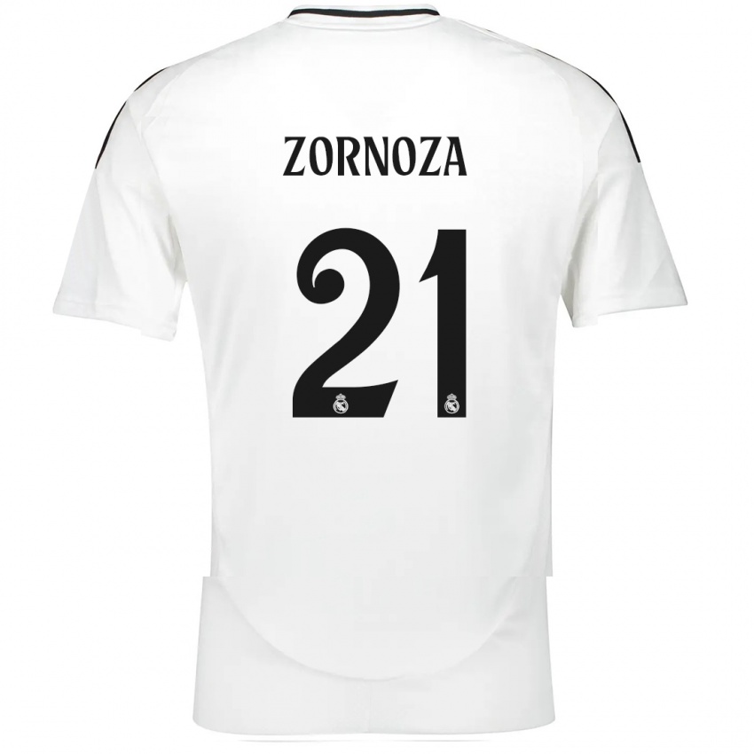 Niño Camiseta Claudia Zornoza #21 Blanco 1ª Equipación 2024/25 La Camisa México