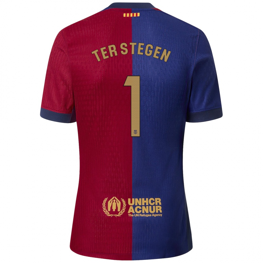 Niño Camiseta Marc-Andre Ter Stegen #1 Azul Rojo 1ª Equipación 2024/25 La Camisa México