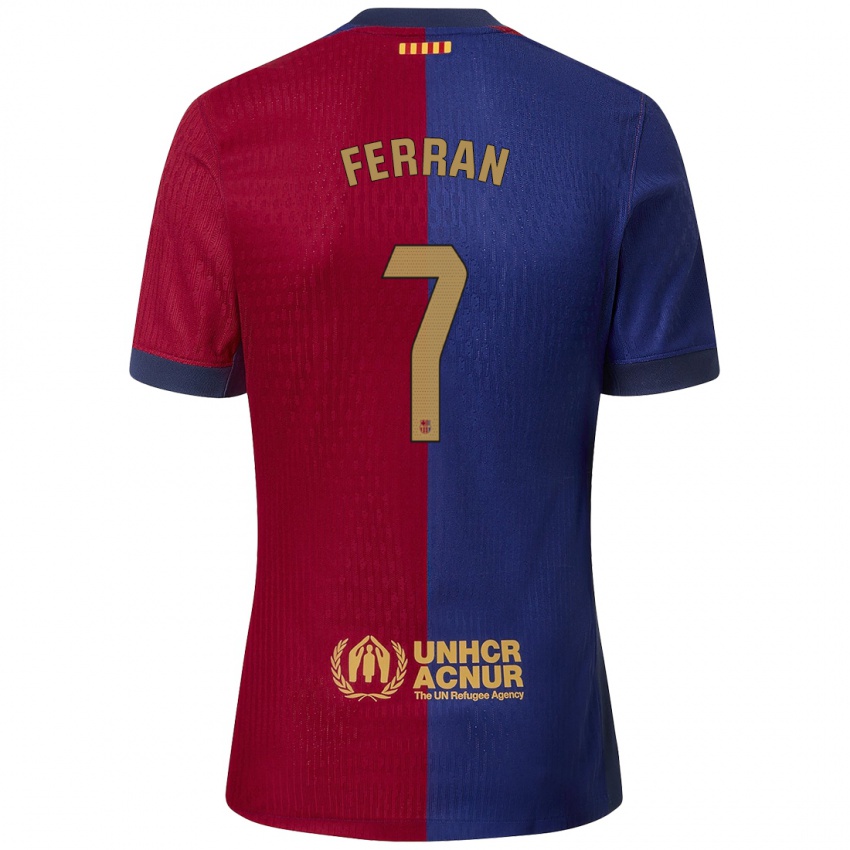 Niño Camiseta Ferran Torres #7 Azul Rojo 1ª Equipación 2024/25 La Camisa México