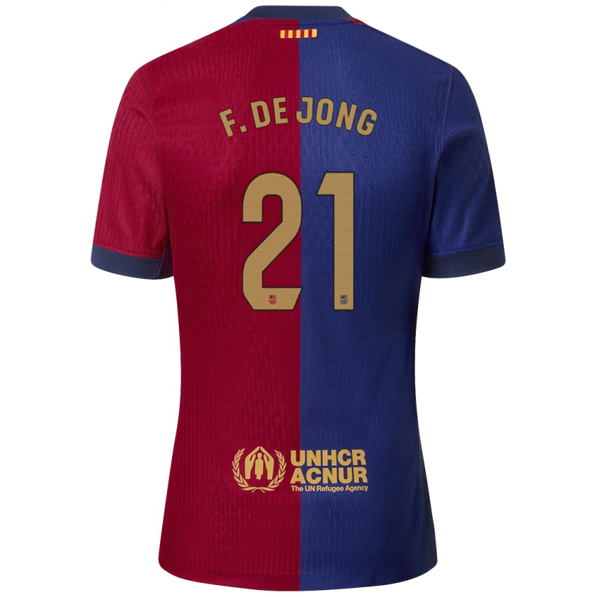 Niño Camiseta Frenkie De Jong #21 Azul Rojo 1ª Equipación 2024/25 La Camisa México