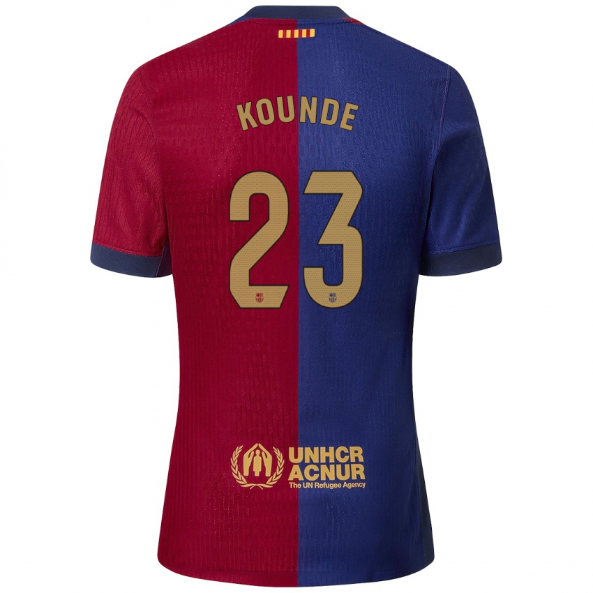 Niño Camiseta Jules Kounde #23 Azul Rojo 1ª Equipación 2024/25 La Camisa México