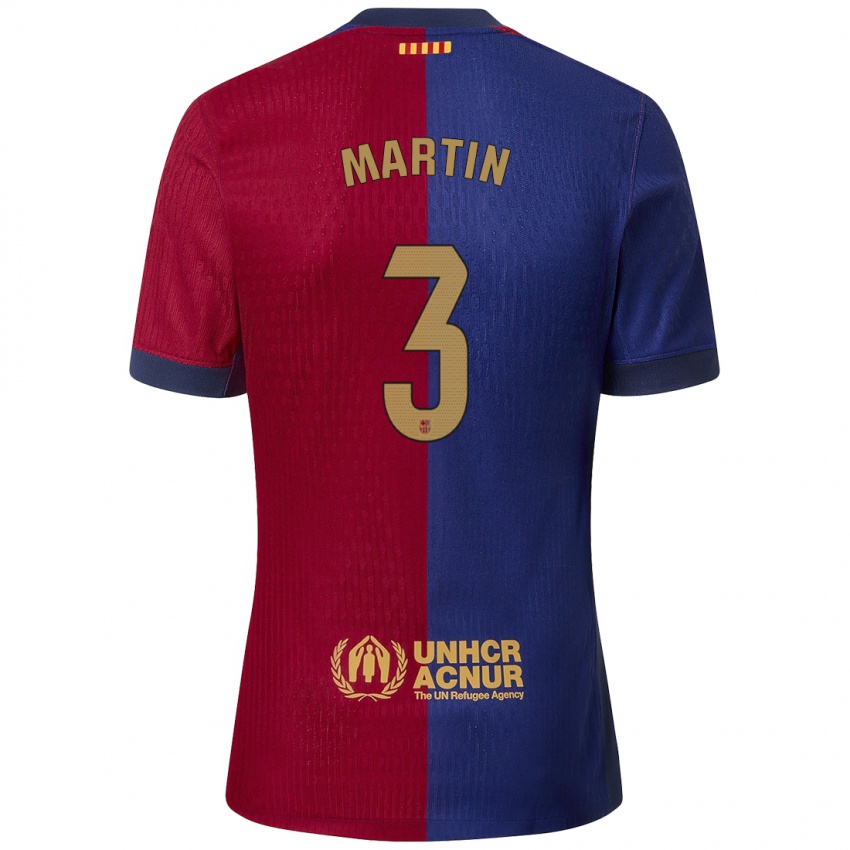 Niño Camiseta Gerard Martin #3 Azul Rojo 1ª Equipación 2024/25 La Camisa México