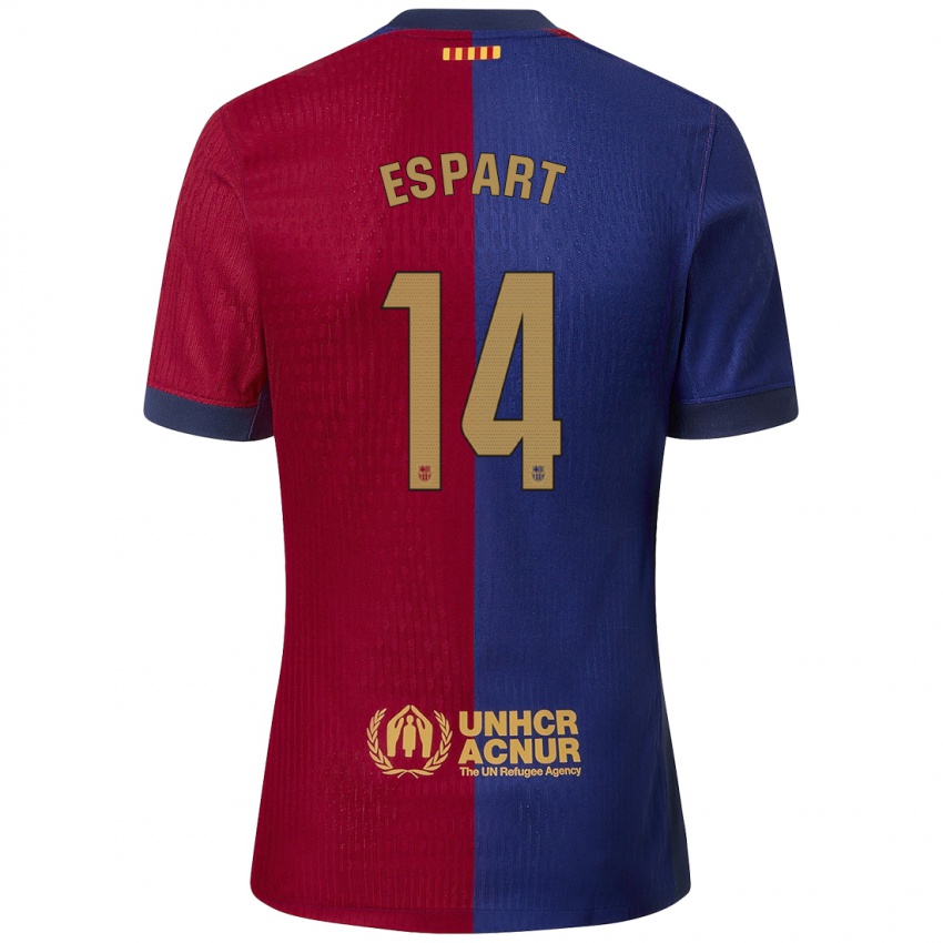 Niño Camiseta Xavi Espart #14 Azul Rojo 1ª Equipación 2024/25 La Camisa México