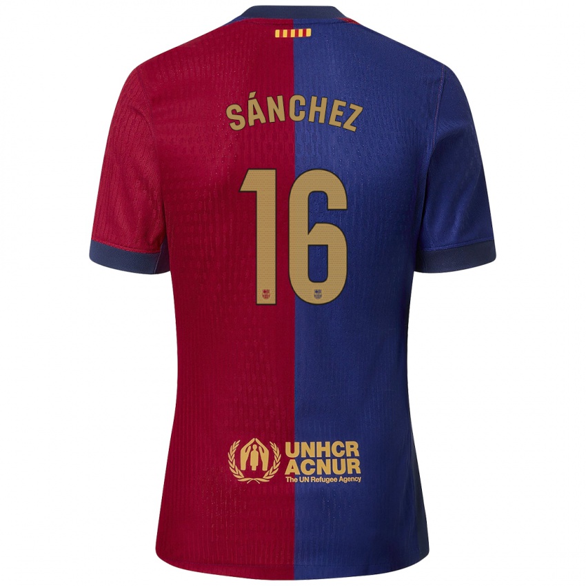 Niño Camiseta Edu Sánchez #16 Azul Rojo 1ª Equipación 2024/25 La Camisa México