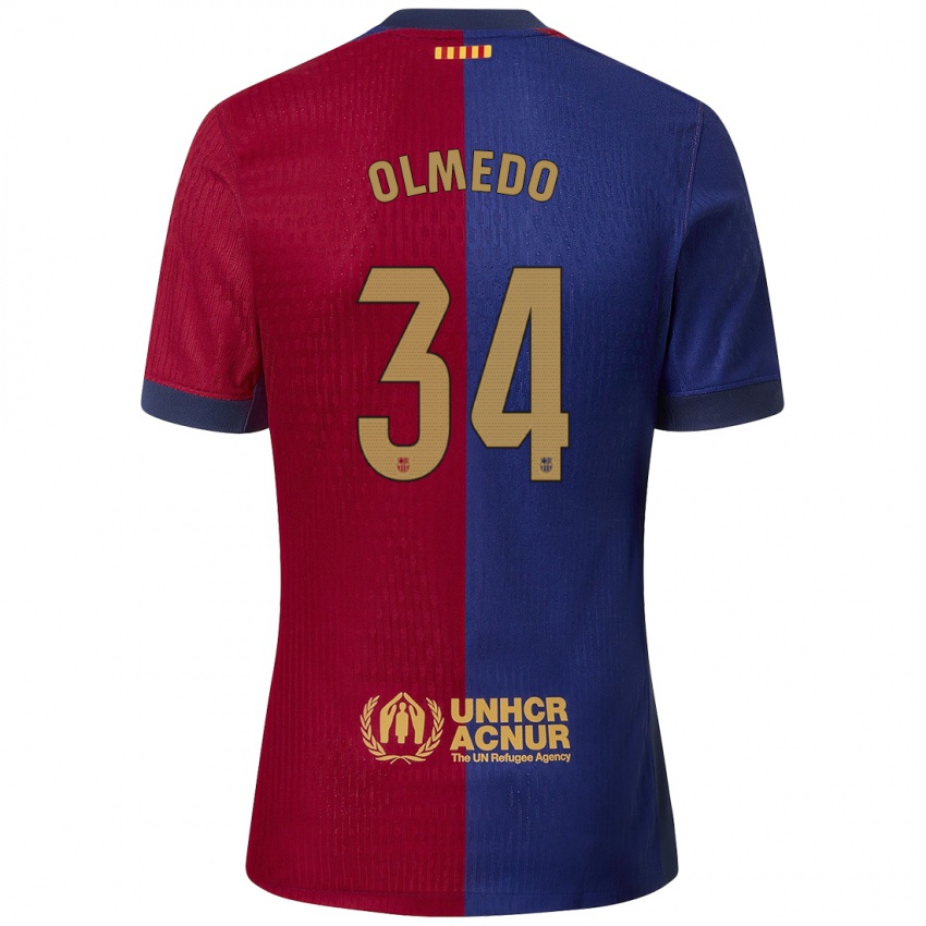 Niño Camiseta Alexis Olmedo #34 Azul Rojo 1ª Equipación 2024/25 La Camisa México