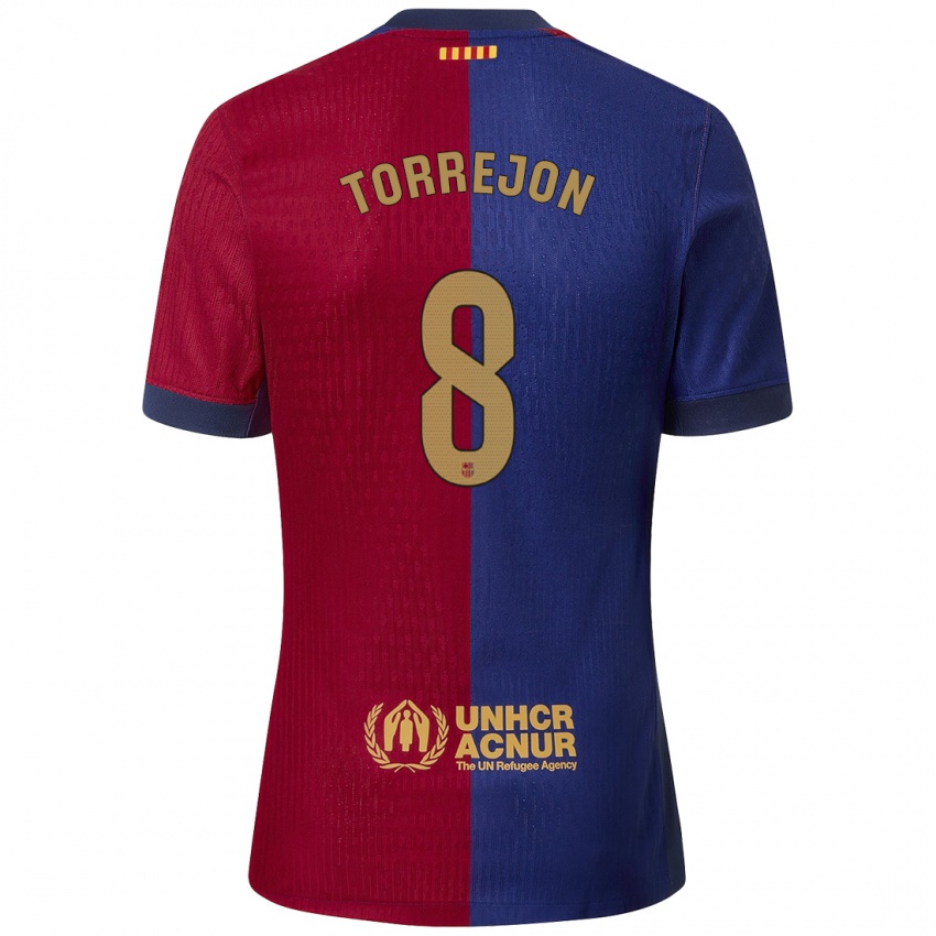 Niño Camiseta Marta Torrejón #8 Azul Rojo 1ª Equipación 2024/25 La Camisa México