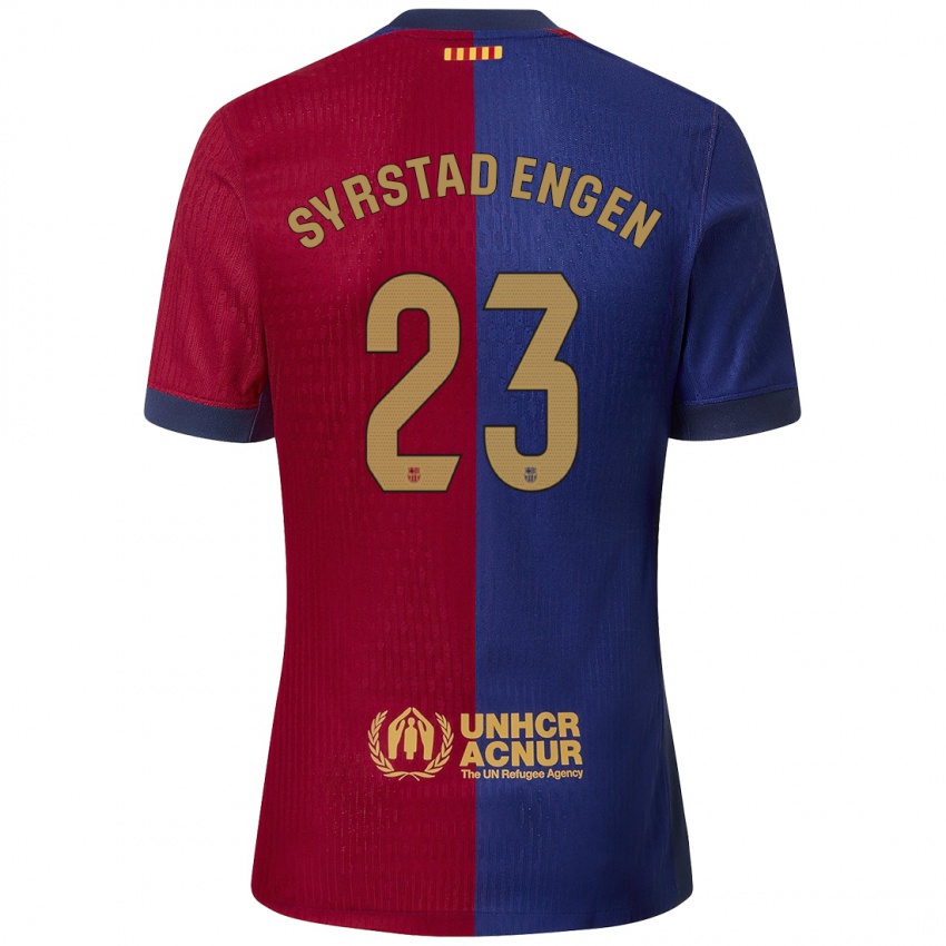 Niño Camiseta Ingrid Syrstad Engen #23 Azul Rojo 1ª Equipación 2024/25 La Camisa México